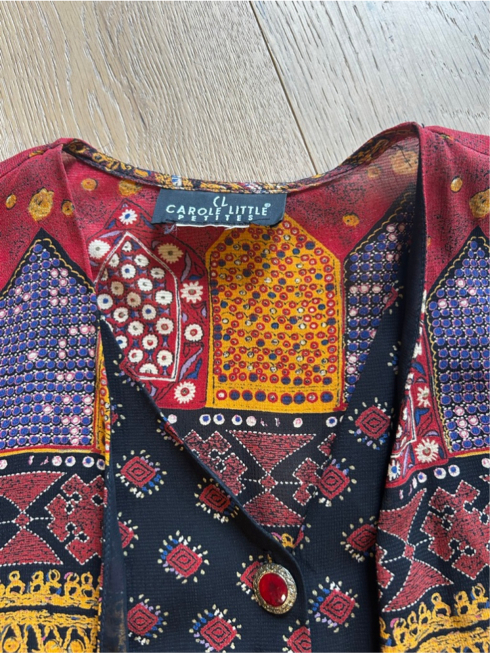 Carole Little 90s Matching Set Boho Patchwork Large - Picture 3 of 9